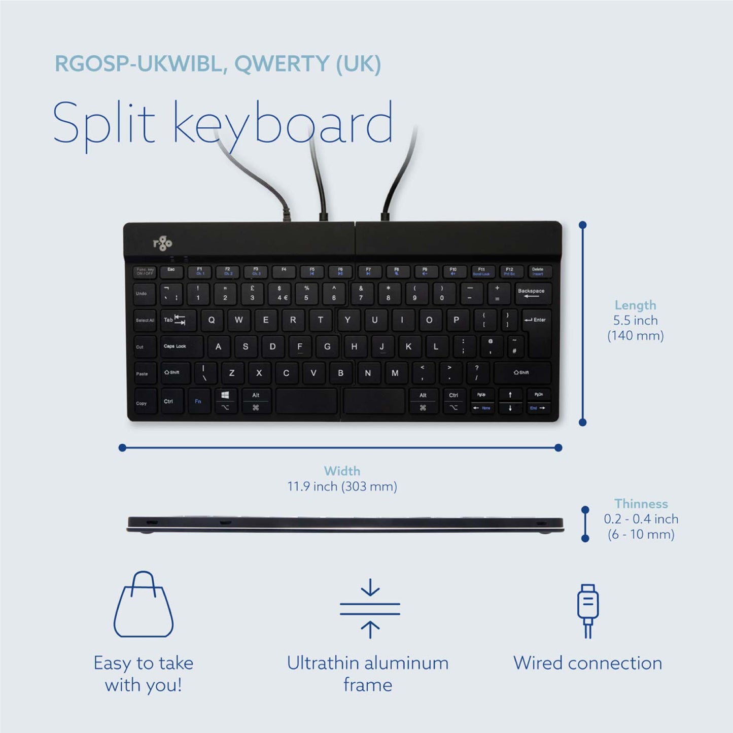 R‑Go Split Break V2 Keyboard (Black, Wired, QWERTY – UK) | WPA India