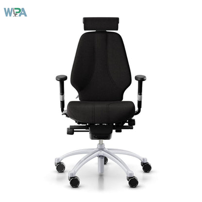 Black office chair with headrest on a white background, featuring the Wipa brand.