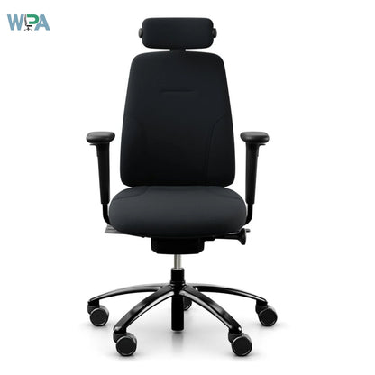 Black office chair with headrest on a white background, featuring the Wipa brand.