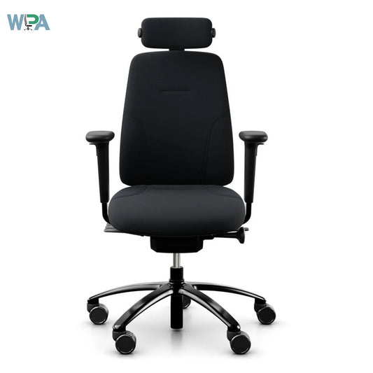 Black office chair with headrest on a white background, featuring the Wipa brand.