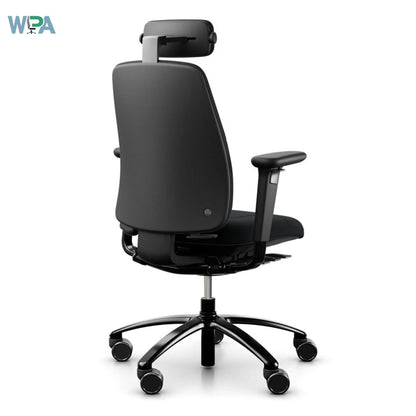 Black office chair with headrest on a white background, featuring the Wipa brand.